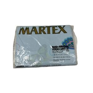 Vintage Martex Twin Size Flat Sheet Blue Butterfly Pattern NOS No Iron‎ Percale